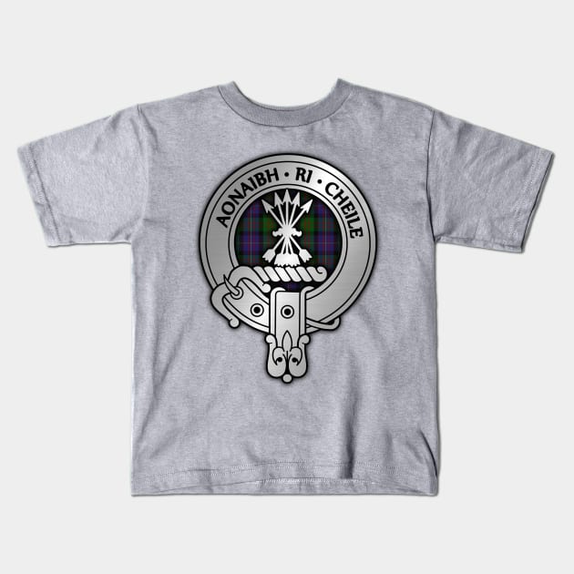 Clan Cameron Crest & Erracht Tartan Kids T-Shirt by Taylor'd Designs